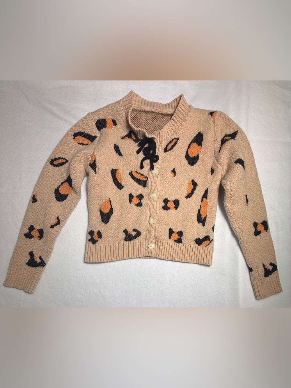 SHEIN Teen Leopard Print Knit Button Cardigan Sweater